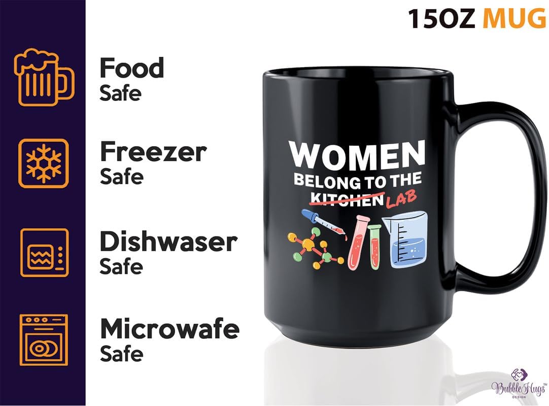 Med Laboratory Professionals Coffee Mug 15oz Black -Women Belong In The Kitchen Lab - Doctor Pharmacist Nurse Pediatrician Lab Scientist Lab Assistant Biologist Microbiology
