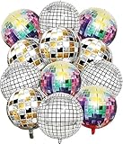 RxaGtn Party Deko, 12 Stück Discokugel Deko Set für Disco Mottopartys, 70er 80er 90er Retro Party Dekoration, 22 Zoll 4D Disco Deko für Geburtstagsfeiern und Musikveranstaltungen