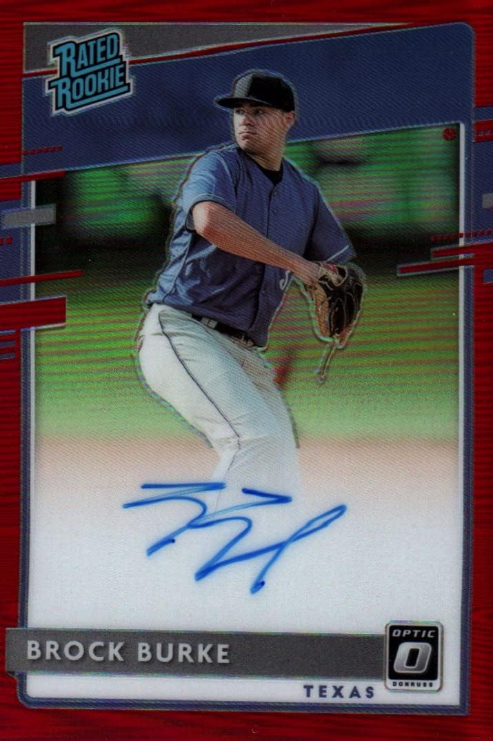 Brock Burke Autographed Oncard & Serial Numbered #07/50 Rated Rookie Prizm Red Parallel Collectible Baseball Card - 2020 Donruss Optic Baseball Card #RRS-BB (Rangers) Free Shipping