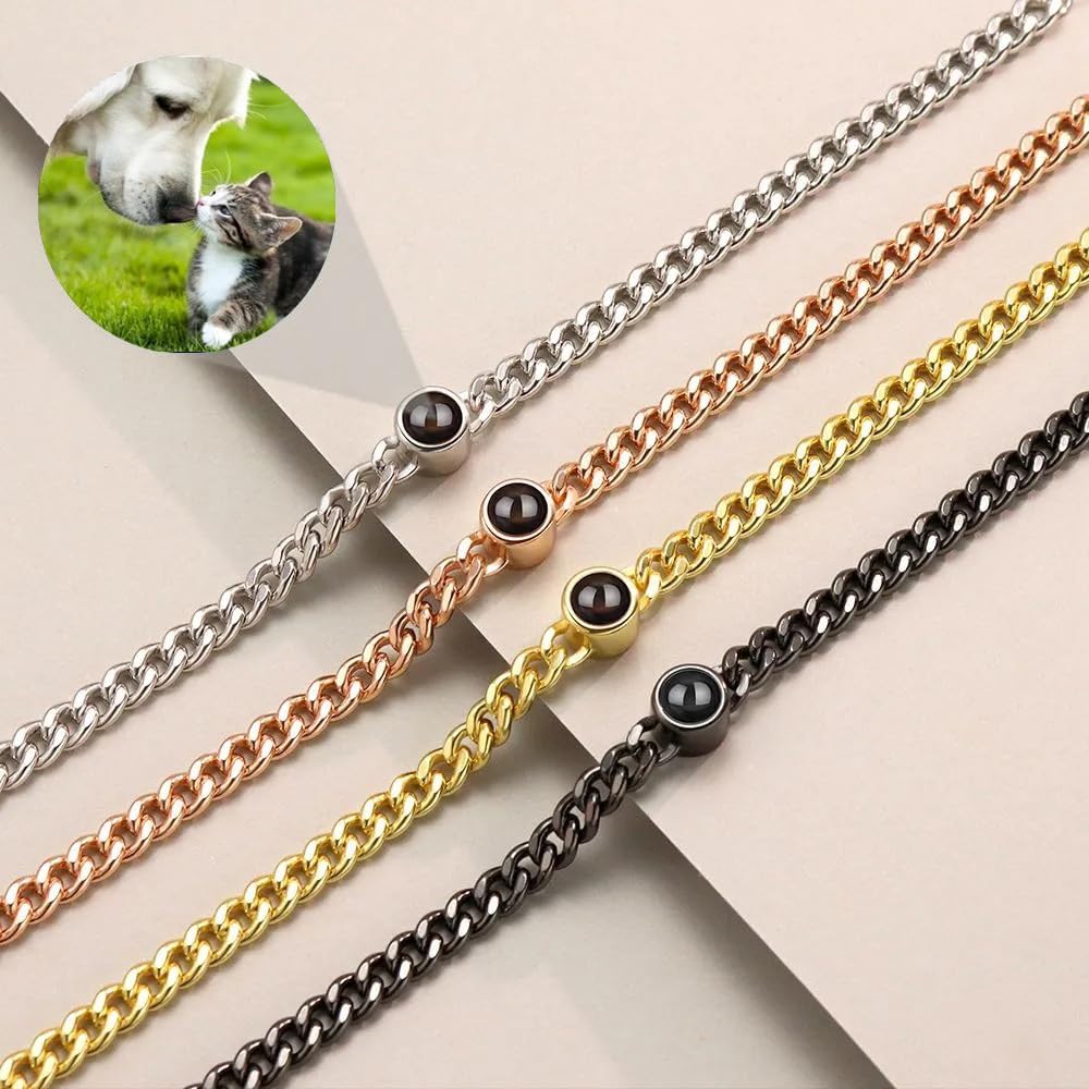 Personalized Photo Bracelet for Men for Women,Titanium Steel Customized Projection Cuban Link Bracelet with Pictures inside,Valentine's Day Birthday Christmas Memorial Gifts for Couple/Girlfriend/Boyfriend/Dad/Husband