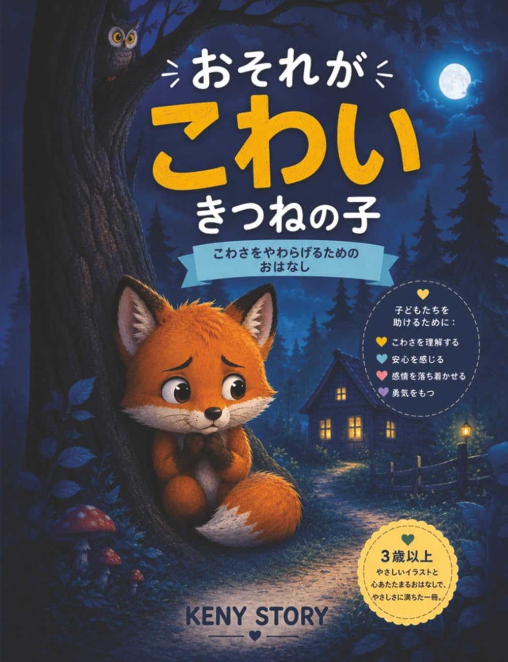 こわがりの小さなキツネ: こわい気持ちを乗り越え、勇気を見つける物語 + 呼吸法、心地よい隠れ家、塗り絵（3歳〜8歳向け）