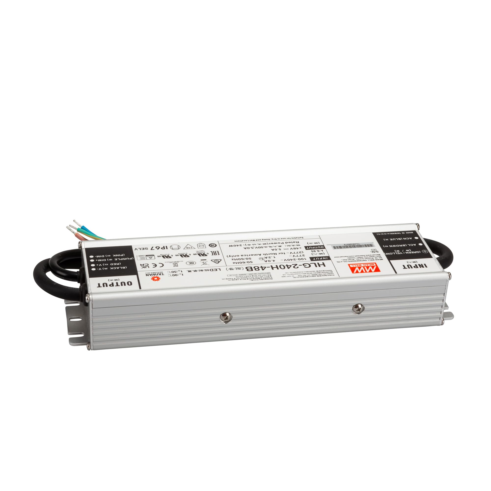 Mean Well HLG-240H-48B - Driver LED, trasformatore a tensione costante, 240 W, 5 A, 24-48 V/DC