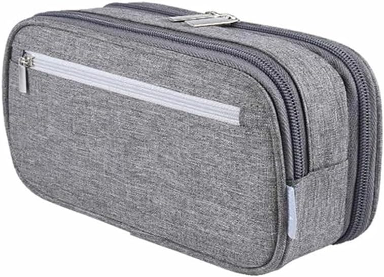 Large Capacity Dual Zipper Storage Pouch Multi Compartment Water Resistant Composite Fabric Organizer For Travel Cosmetic Small Item Sorting (Grey)