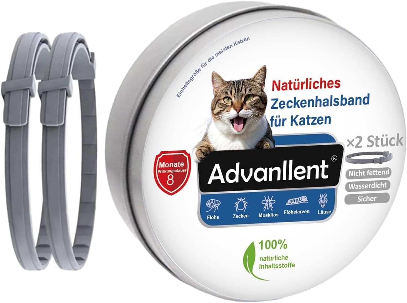 Zeckenhalsband für Katzen, Flohhalsband Katze, Floh und Zeckenhalsband für Katzen ab 12 Wochen, Zeckenschutz Flohschutz Halsband