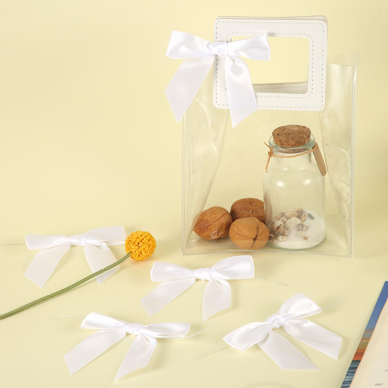Lot De 3 Nœuds Cadeaux Autocollants En Toile De Jute - Taille 11 X 9,5 Cm - Couleur Taupe - Pour Emballage Et Décoration