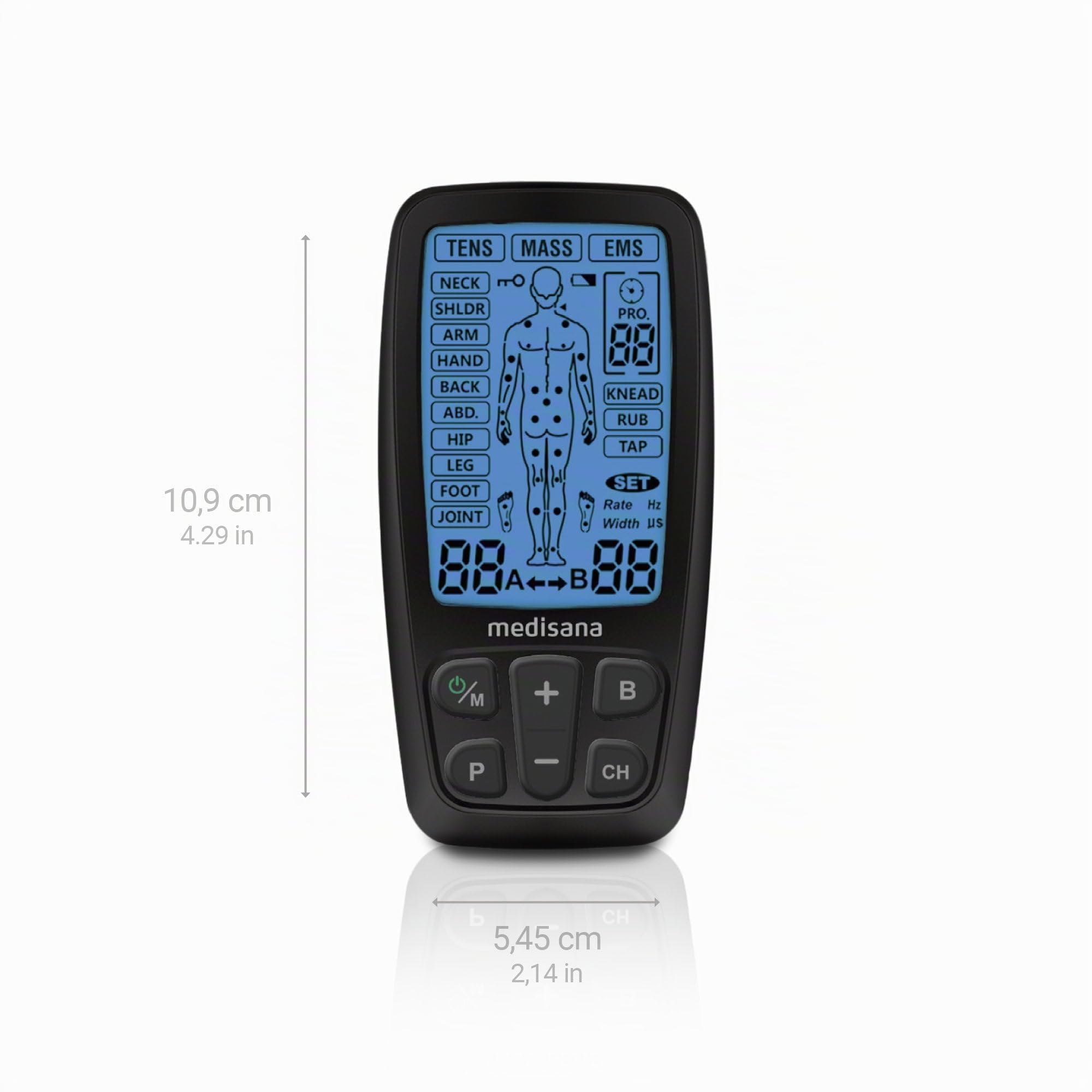medisana TT 205 appareil TENS, appareil à courant de stimulation EMS avec 60 programmes appareil professionnel d'électrothérapie relaxation musculaire et soulagement avec 4 électrodes
