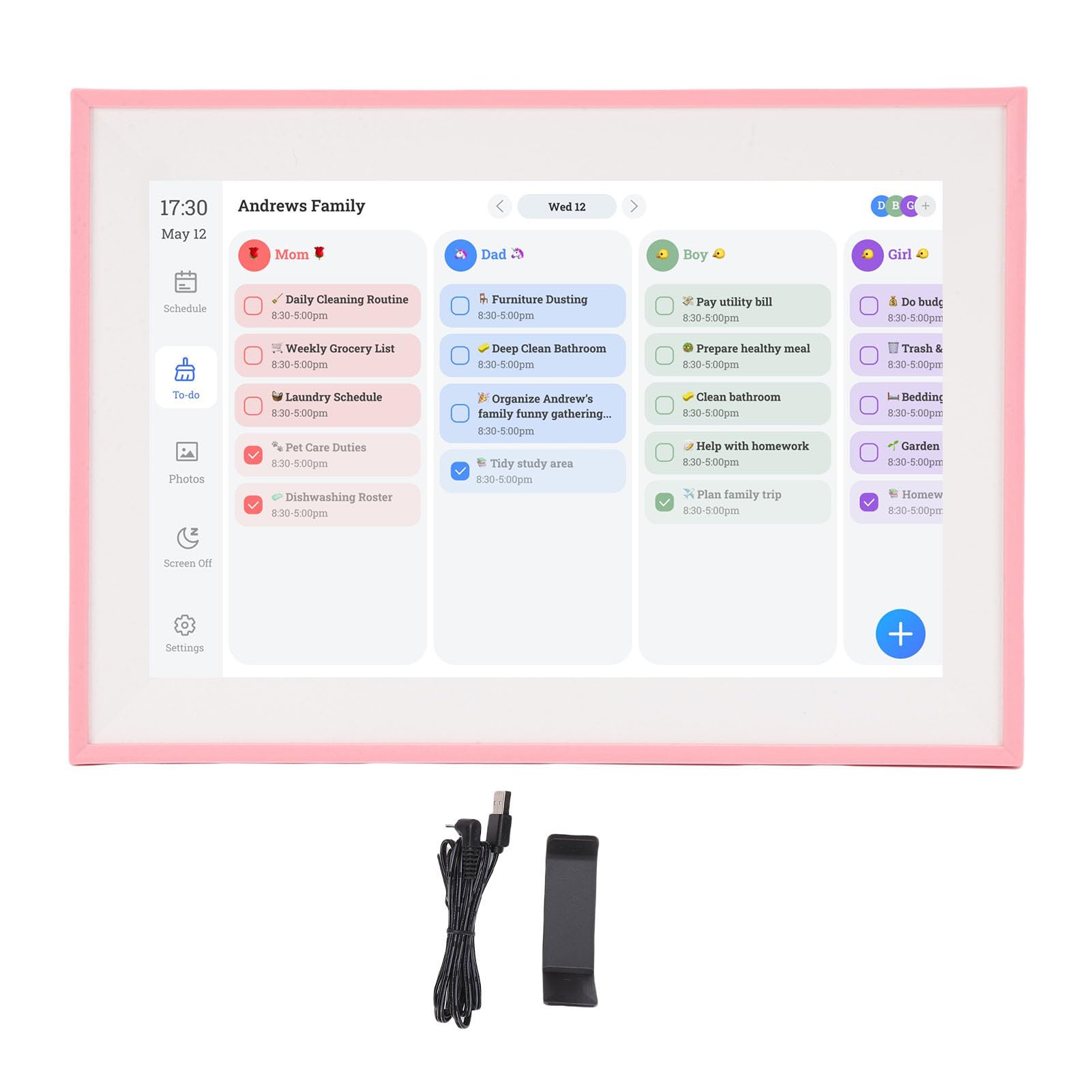 Headerbs Intelligenter Digitaler Kalender, 10,1-Zoll-HD-Touchscreen-Familienplaner, Elektronischer ABS-Kalender mit Aufgabentabelle, 1280 X 800 WiFi-Fotorahmenmodus für die Familienplanung zu Hause