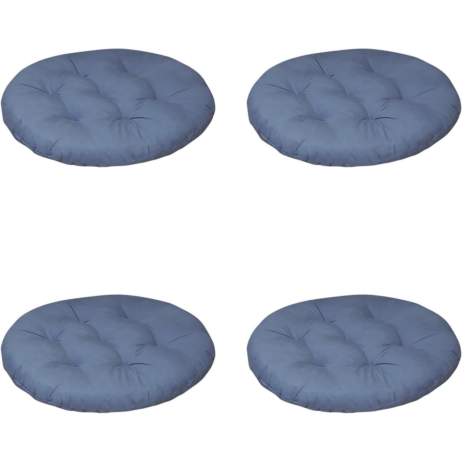 4 cojines lavables para silla, 40 x 40 cm, redondos, para interior y exterior, acolchado grueso, cojín de suelo (Azul)