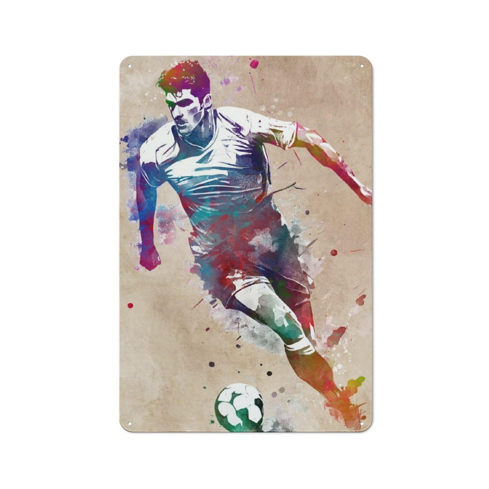 Junmoney Soccer Player Vintage Metal Plaque 30X20cm Featuring For Pub Or Café, Suited To Café Interior Fans