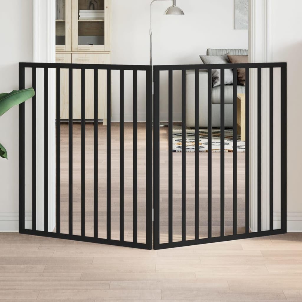 vidaXL Cancelletto per cani pieghevole 2 pannelli nero 160 cm in legno di pioppo