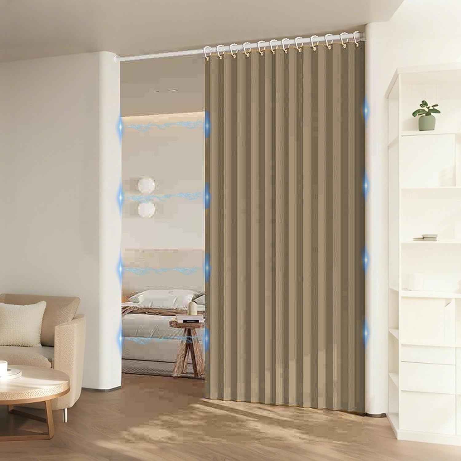 Custom Detive jasnobrązowa zasłona prysznicowa 200 x 200 cm, można prać w pralce, idealna do łazienki sypialni i wystroju domu - stylowy wodoodporny design