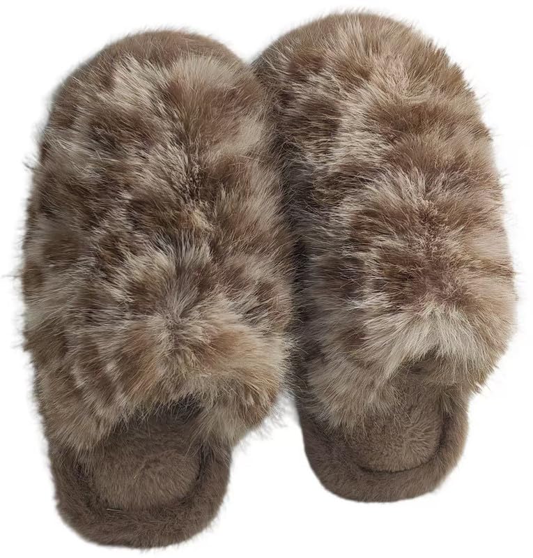 Fuzzy Leopard Print Slippers - Cozy House Shoes for Women, Soft Plush Indoor/Outdoor Winter Slides, Comfortable Non-Slip Warm Home Shoes, Trendy Animal Print Fashion4