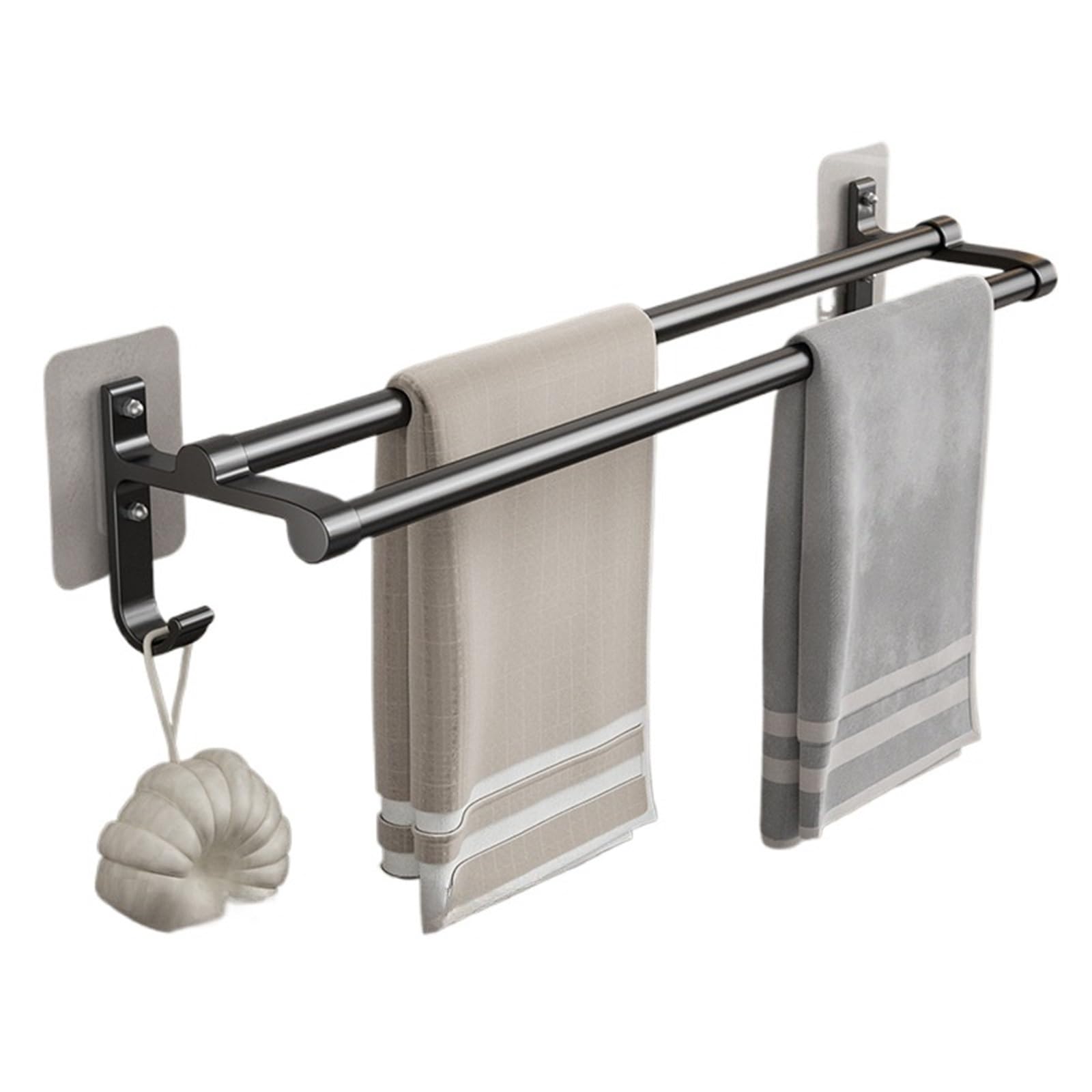 Aluminum Towel Bar No-Drill Wall Mounted Bathroom Rack