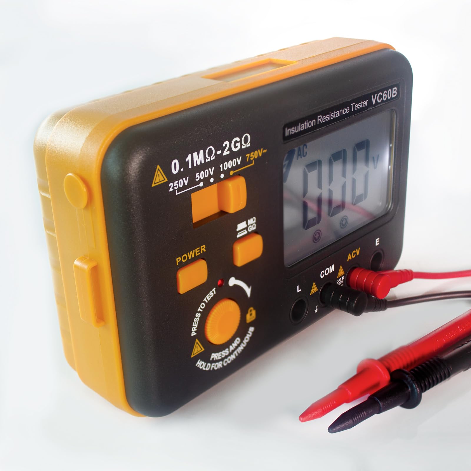 Probador de Resistencia de Aislamiento Megohmmeter Ohmmeter Meter 2GΩ - Resistencia Medición de Voltaje AC 750V - Pantalla LCD