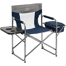 Caddis Sports Inc. MOUNTAIN SUMMIT GEAR Folding Cooler Chair with Side Table for Camping, Hiking, Backpacking Navy