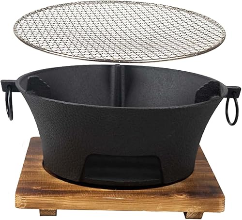 Miniatura 7 de Parrilla de carbón redonda con parrilla horno de parrilla estufa de leña estufa de campamento para exteriores, mochileros, barbacoa, campamento,