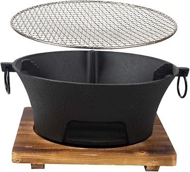 Charcoal Grill Round Firepit Bowl with Grill Grid Furnace Fireplace Wood Burning Camp Stove for BBQ Outside Cooking Hiking Picnic L