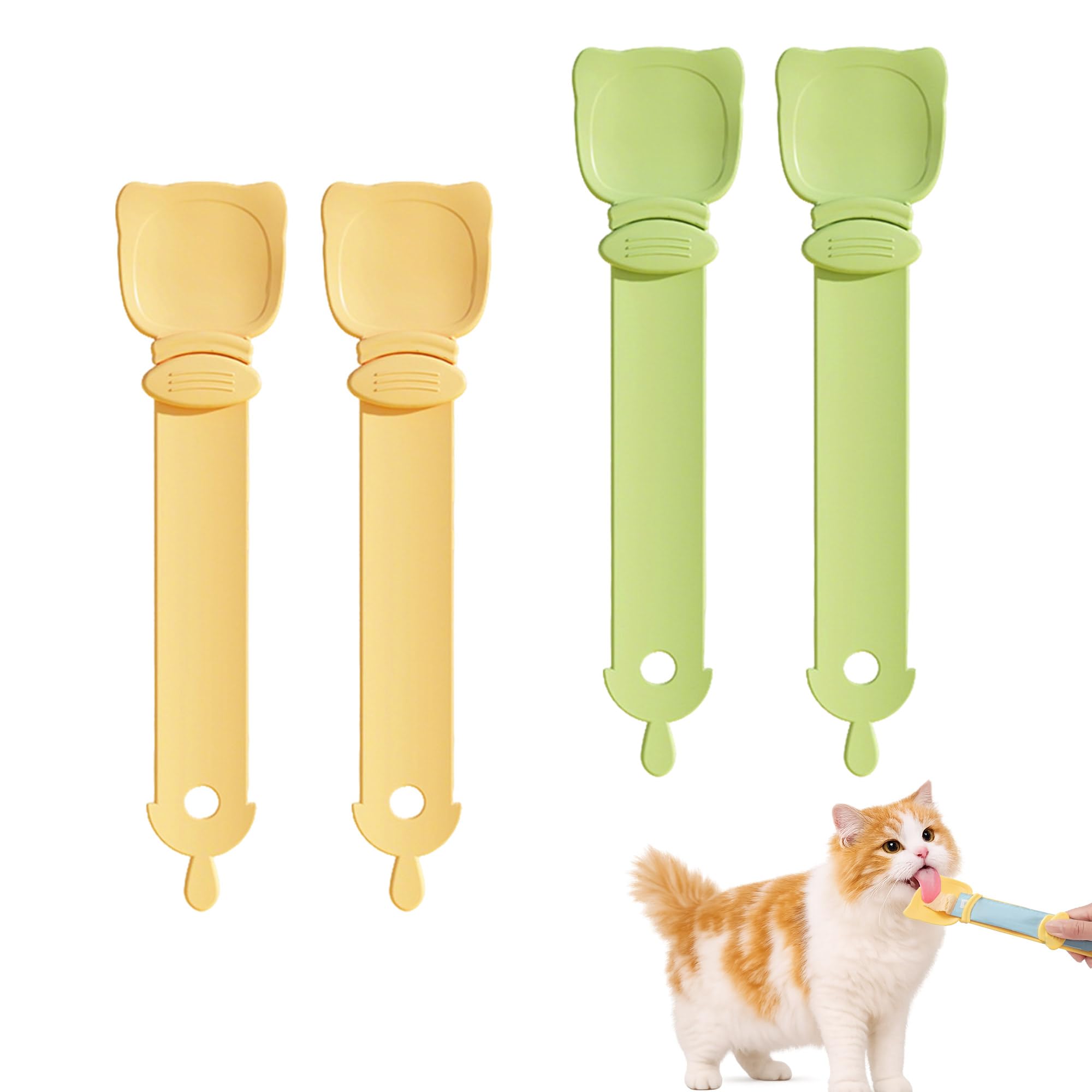 4PCS Happy Spoon Multifunctional Lickable Cat Treats Squeeze up Cat Liquid Snack Feeding Spoon