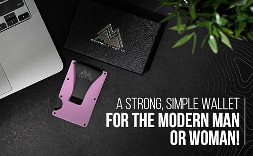 Mountain Voyage Co Minimalist Wallet for Men & Women - Slim RFID Wallet, Scratch Resistant, Credit Card Holder & Money Clip, Easily Removable Money & Cards, (Electric Pink) - Thumbnail 2