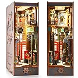 Dollox DIY Book Nook Kits, 3D Wooden Puzzles Bookshelf Insert, DIY Miniature Dollhouse Kit Bookend M