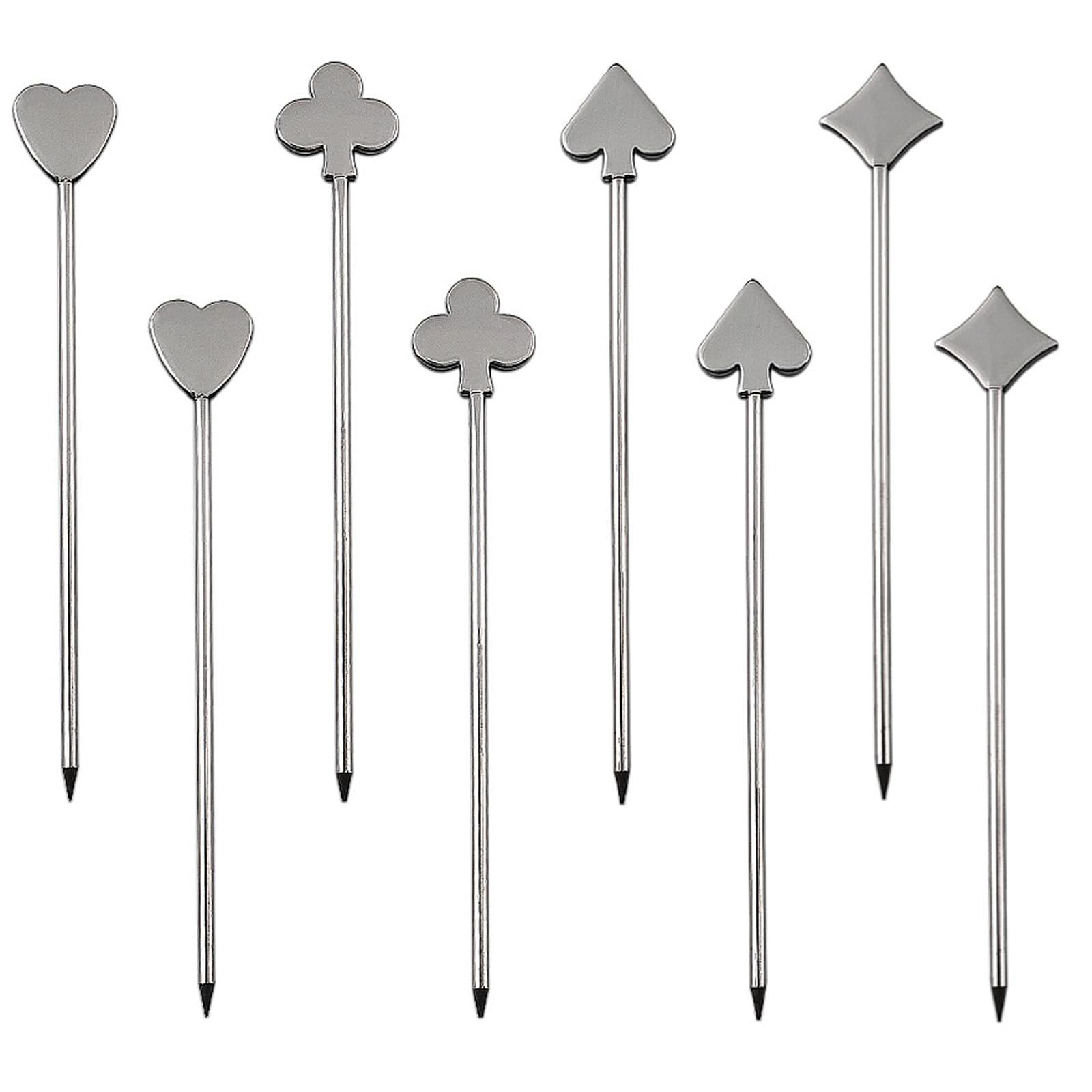 8Pcs Beautiful Stainless Steel Cocktail Sticks Cute Fancy Cocktail Skewers Fashionable Metal Martini Skewers Drink Picks for Cocktail Party Barbeque Snacks