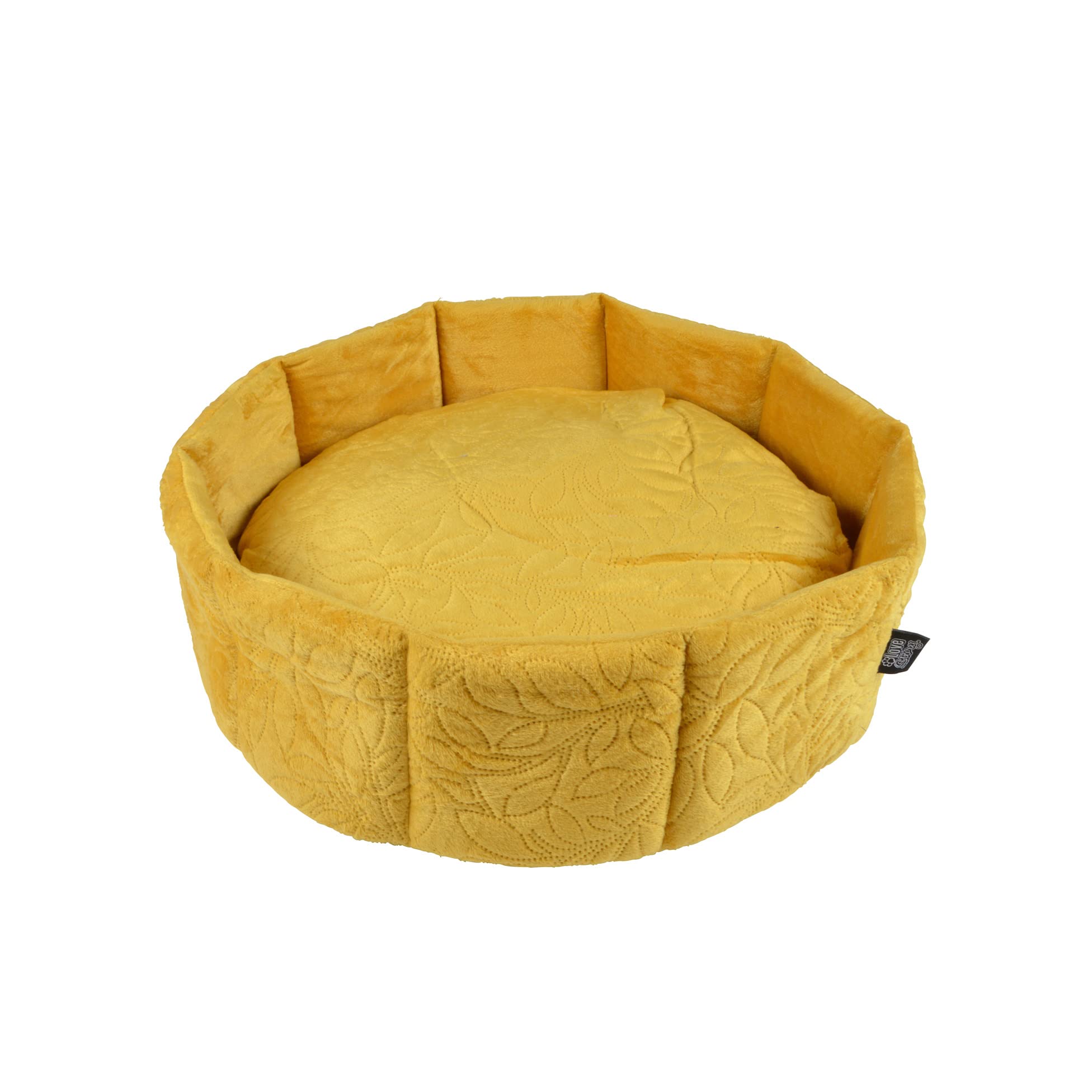 Panier rond polyester chat Love Story Boho Moutarde D48 lit doux