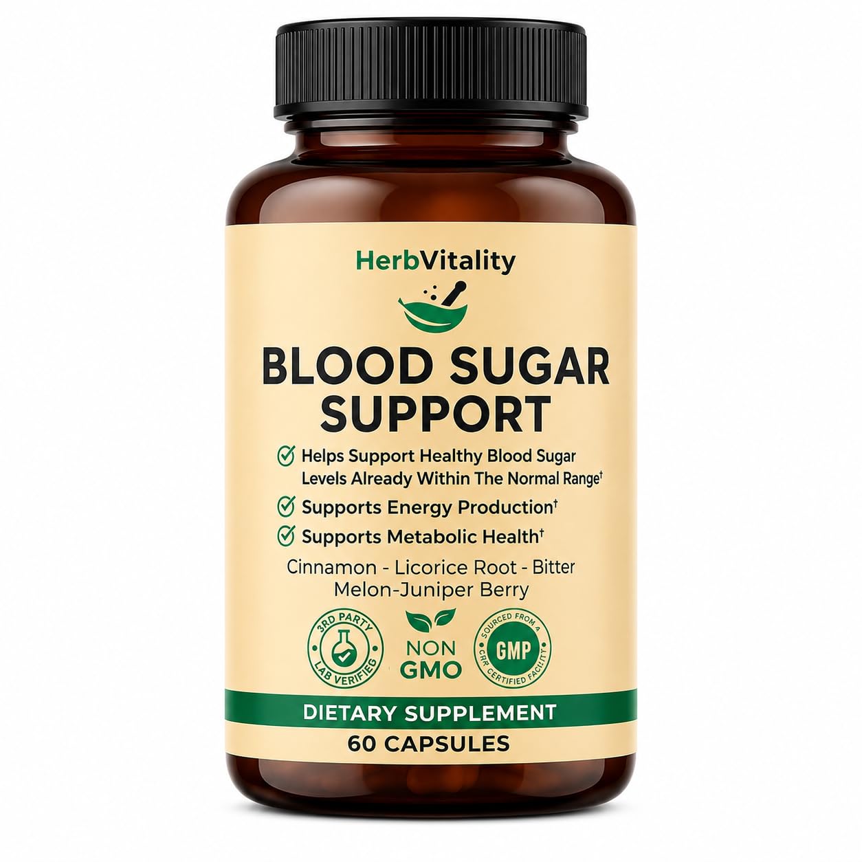 Blood Sugar Support Supplement with Cinnamon, Bitter Melon – Supports Healthy Blood Sugar Levels Already Within Normal ranges | Licorice Root Extract - 60 Capsules