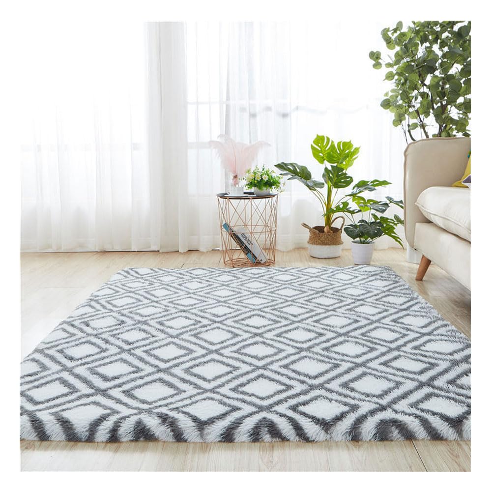Tapis pelucheux luxueux antidérapant grand format pour décoration de salon et chambre moderne