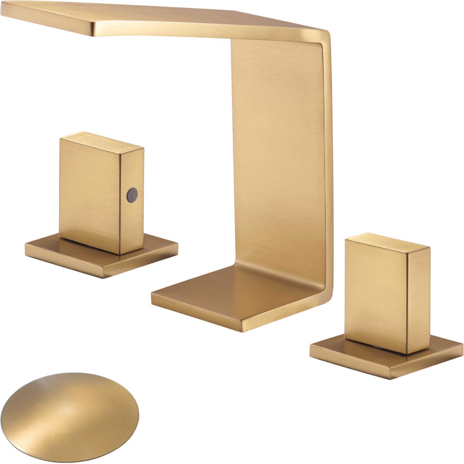 Robinet de salle de bain haut de gamme fini or brossé à bec cascade unique