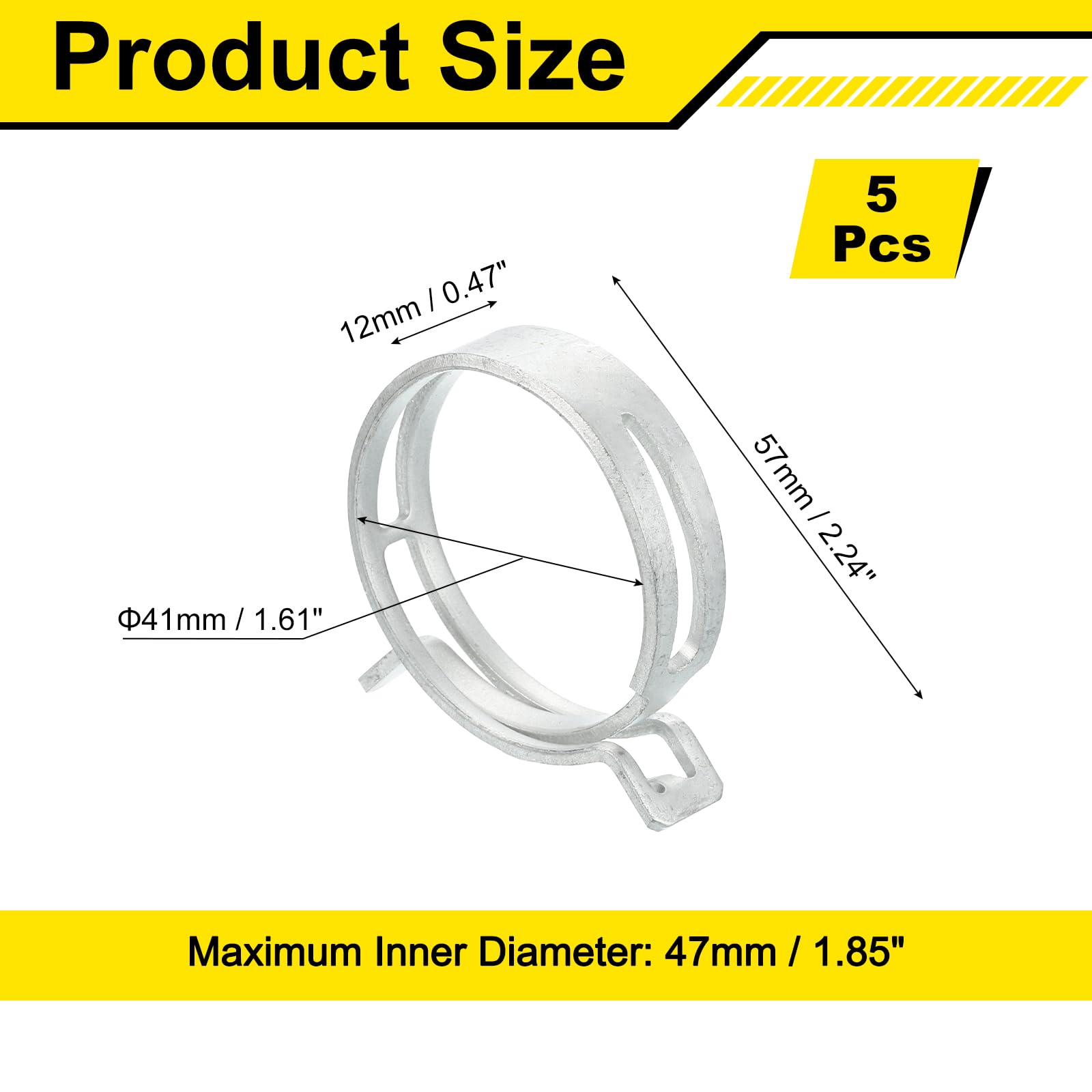 Sourcingmap 5Pcs Spring Band Type Action Fuel/Silicone Vacuum Hose Pipe Clamp - Image 2