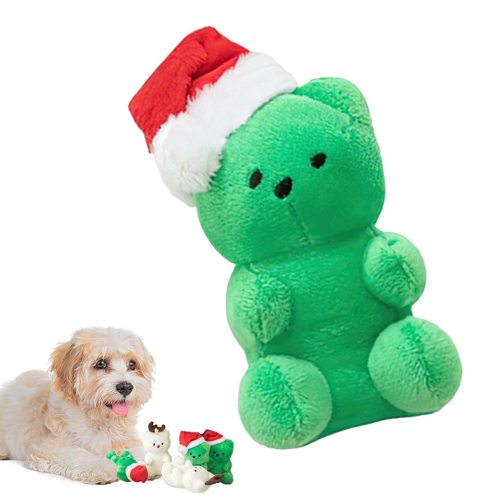 Mooipur Gummy Bear Plush Dog Toys - 11cm x 6cm Crystal Velvet Squeaky Chew Toys, Filled with PP Cotton, for Cats & Small/Medium Dogs Interactive Play