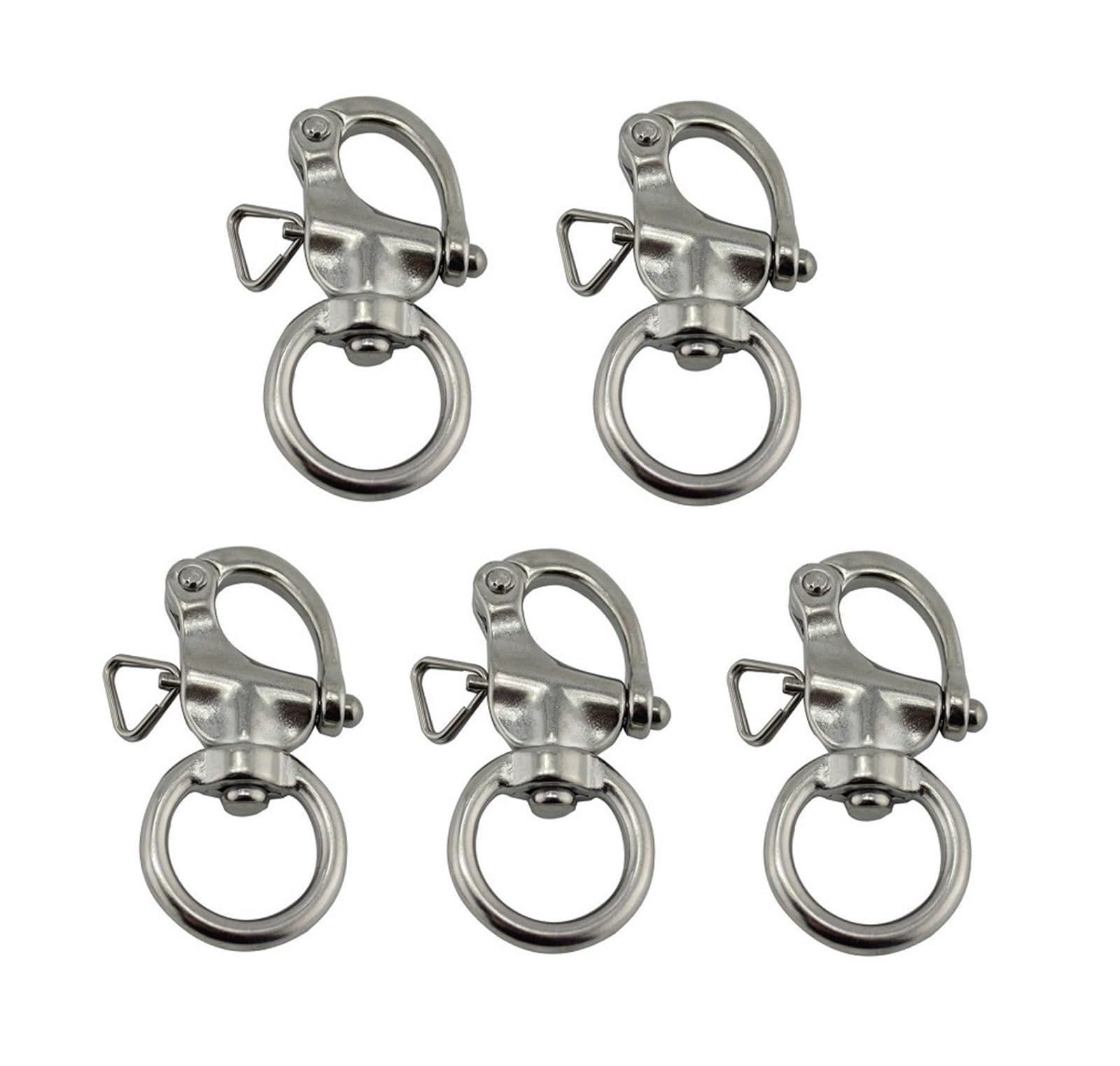 Grillete Giratorio de liberación rápida con Anilla de Acero Inoxidable 316 de 65 mm y 76 mm, Resistente for embarcaciones Marinas.(5PCS)