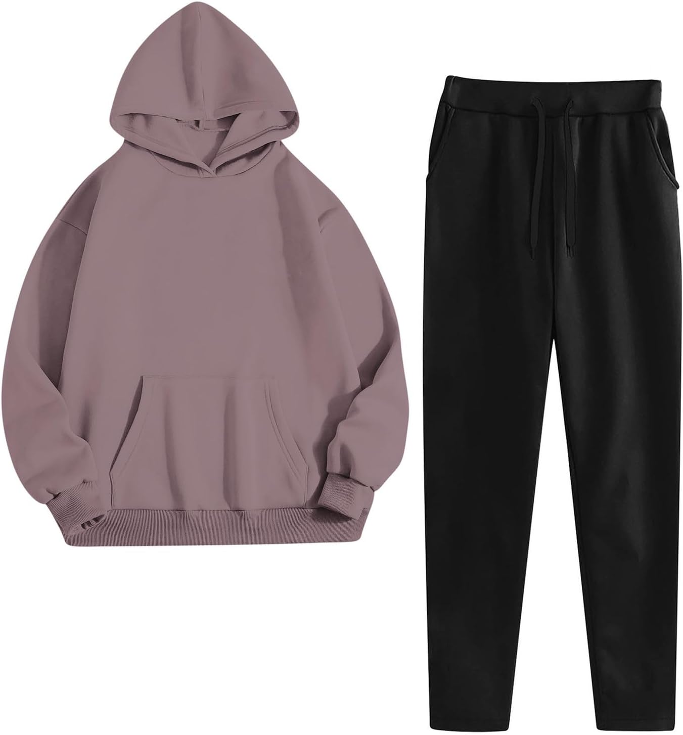 Womens Lounge Sets Long Sleeved Hoodie Casual Sweatpants with Pockets 2 Piece Outfits 2026 Spring Comfort Clothes