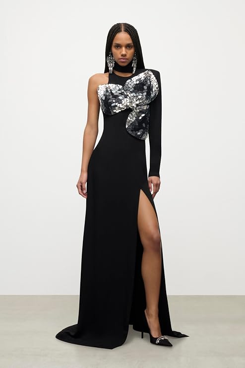 Embroidered Ombre Crystal Gown
