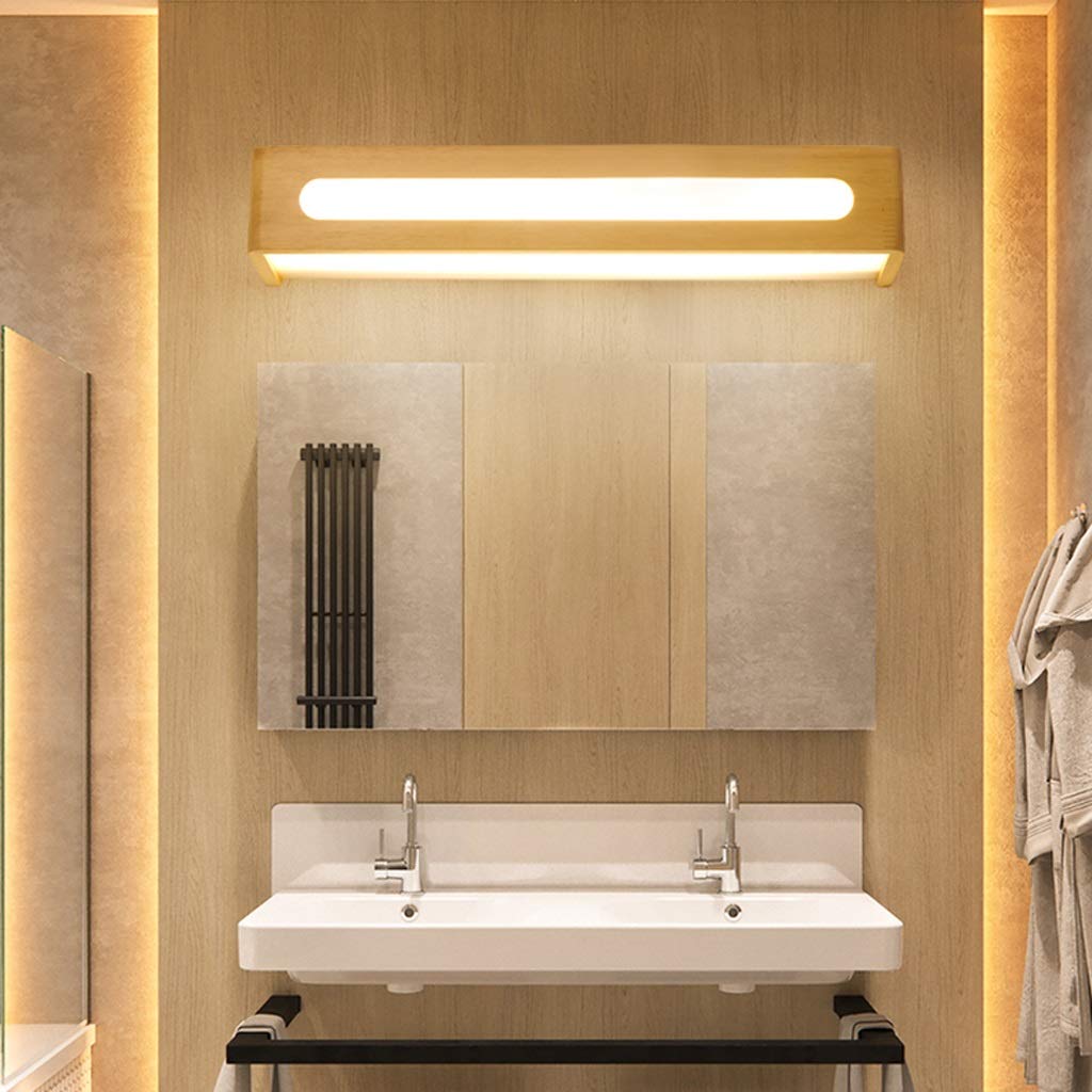 Lampa ścienna do łazienki, nordycki reflektor do lustra, prosta lampa łazienkowa, lampa do makijażu, lampa LED z lustrem z litego drewna, lampa na toaletkę, lampa ścienna