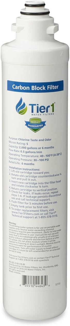 Tier1 Replacement for 41407002 Pura, Hydrotech and Aquaflo 5 Micron Quick Change Carbon Block Water Filter