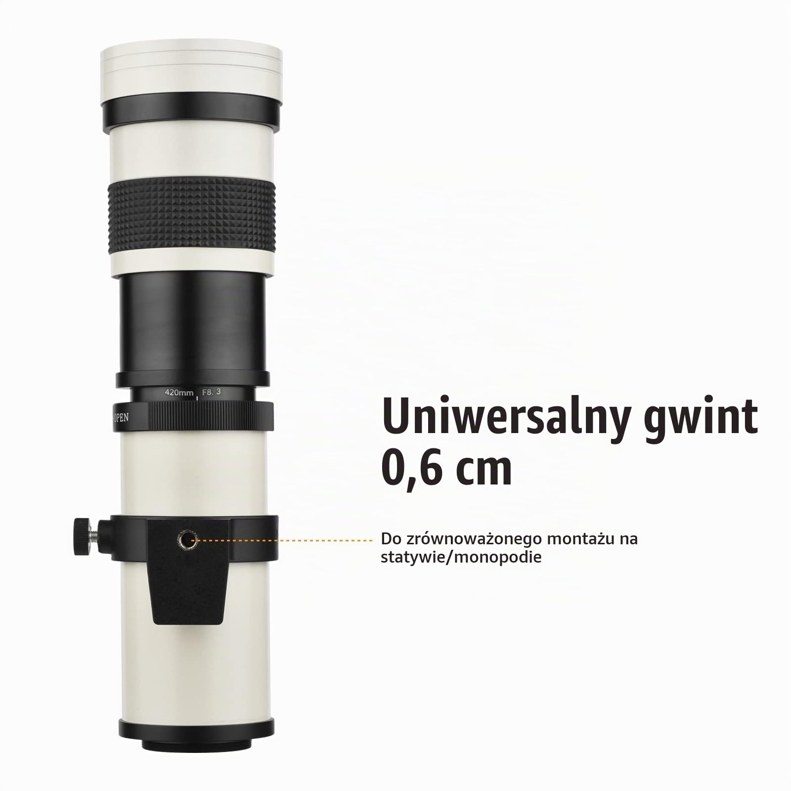 Namolit MF Super Teleobiektyw Zoom Obiektyw F / 8.3-16 420-800mm Mocowanie T2 z pierścieniem adaptera z mocowaniem AF 1/4 Gwint Wymiana dla Sony Alpha-Mount Minolta AF-Mount