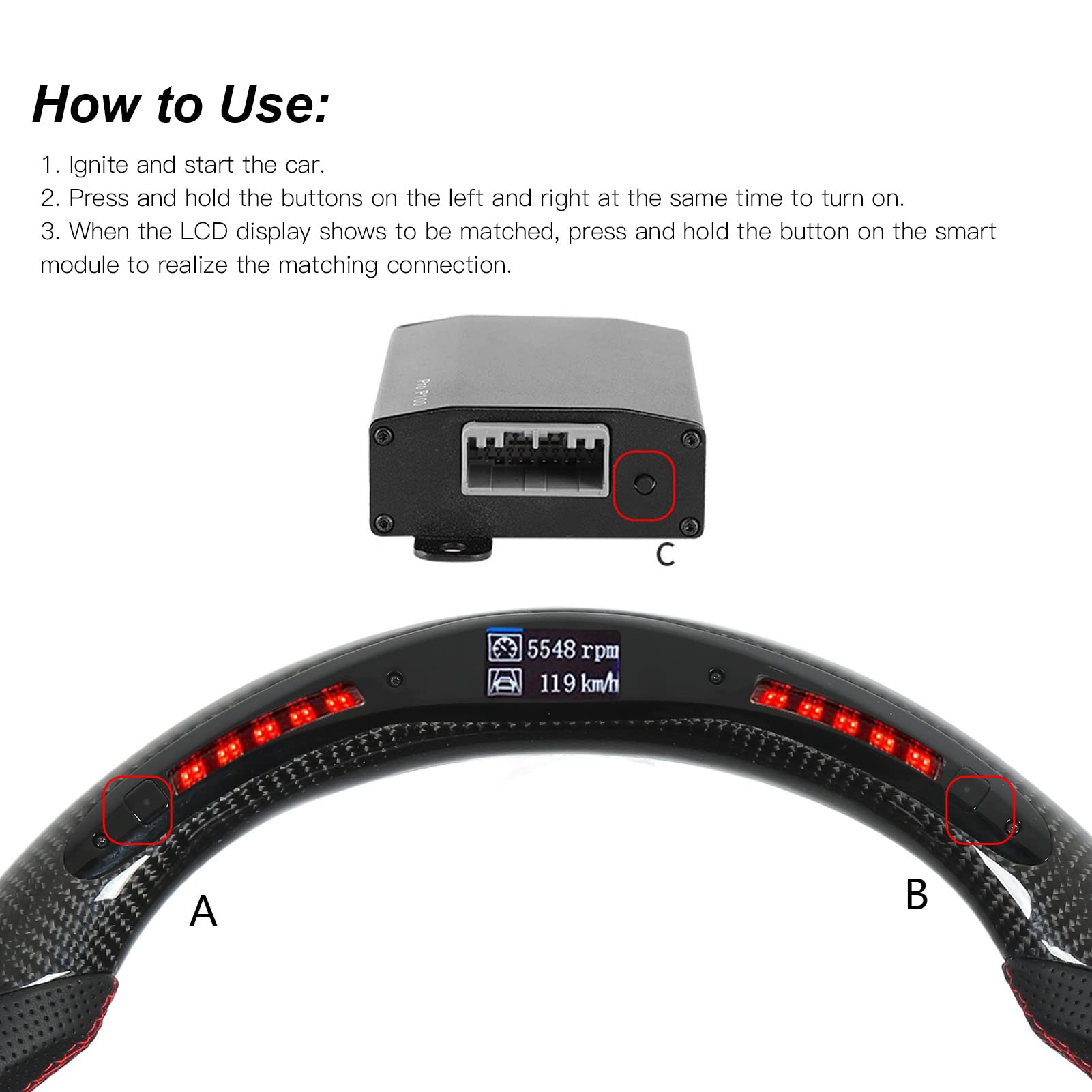 Amazon | LEDステアリングホイール、自動車用実用的なフラットボトムD 