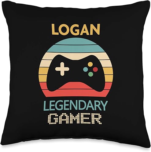 Miniatura 1 de Gamer Logan Name Gifts Logan Name Gift Gamer Decor - Almohada para niños 160 x 160in multicolor