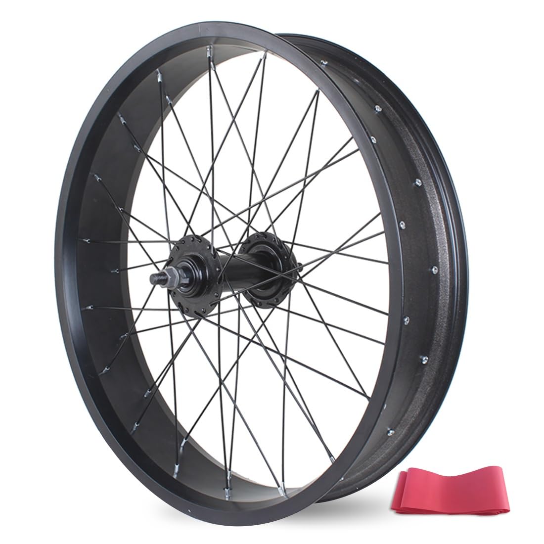 ZXGSXIOU 20/24/26 Inch X 4.0"-4.9'' Fat Tire Bike Front Wheel 36H Black Rim Disc Brake Wheelset Solid Shaft Hub, For Ebike Snow Beach Bike(20'')