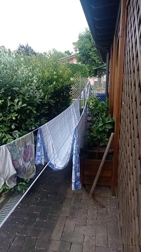 Corde à Linge Rétractable Murale 4.2 Mètres Fil à Linge Extensible Acier Inoxydable Rope