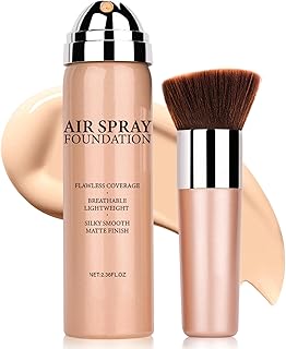 Airbrush Foundation Makeup Spray Magic Minerals Airbrush Foundation for Mature Skin Full Coverage Smooth Matte Foundation with Brush-（03 Nude）