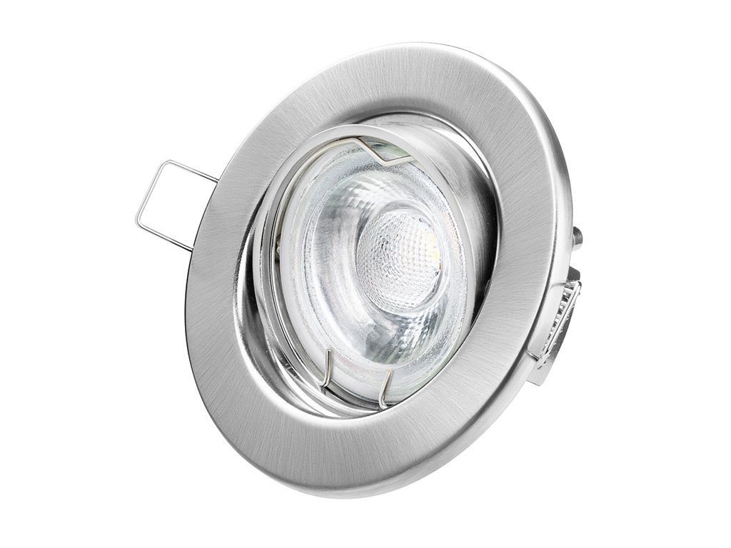 TEVEA LED Einbaustrahler Dimmbar | 5.5W Warmweiss GU10 230V | 3-Stufen Dimmbar ohne Dimmer | Komplett Set Einbauleuchten (Chrom Gebürstet)