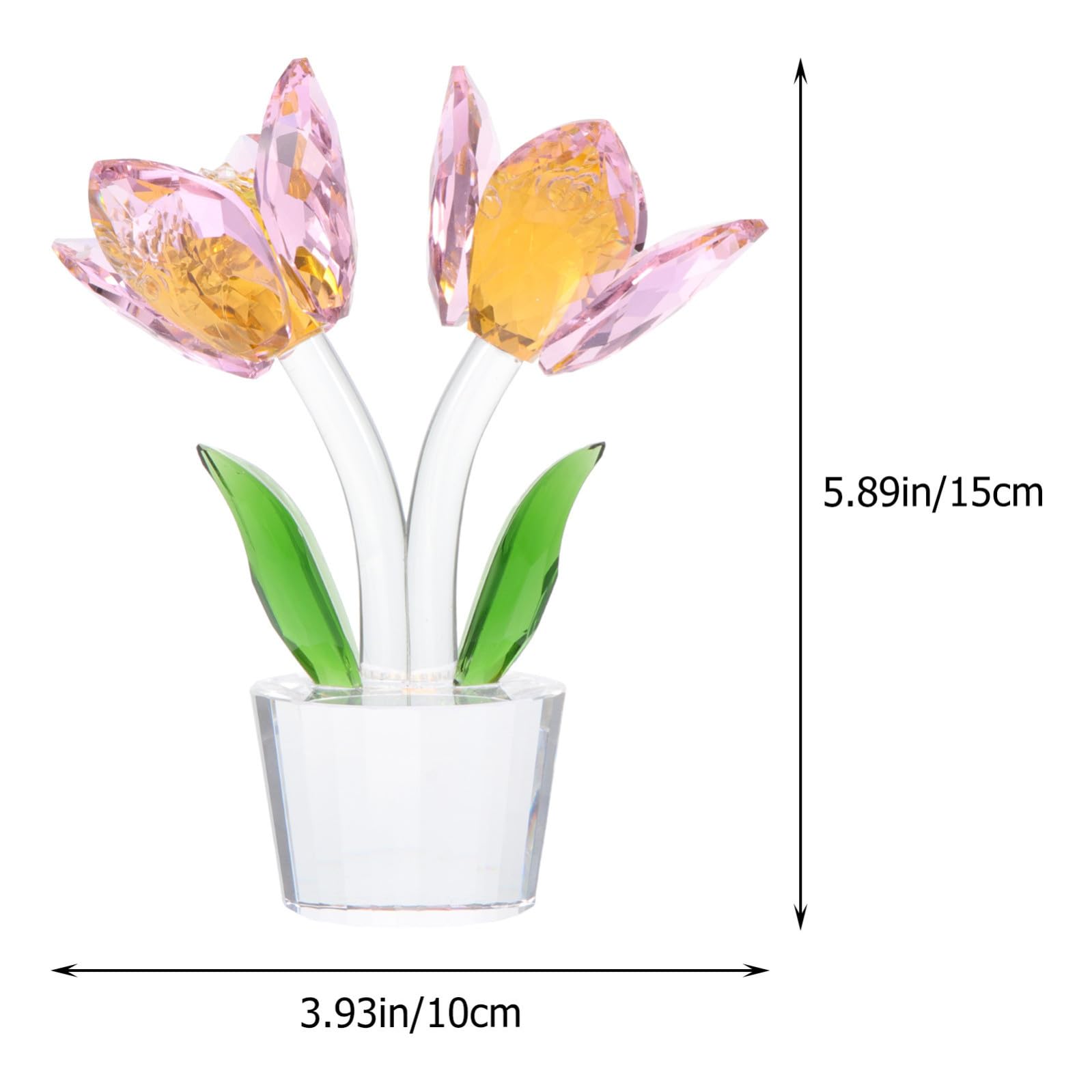 Decorazione Cristallo Fiore Tulipano da Scrivania Artigianato Creativo in Resistente con Base Piana Ornamento Floreale per Casa e Ufficio Centrotavola Raffinato e Decorazione