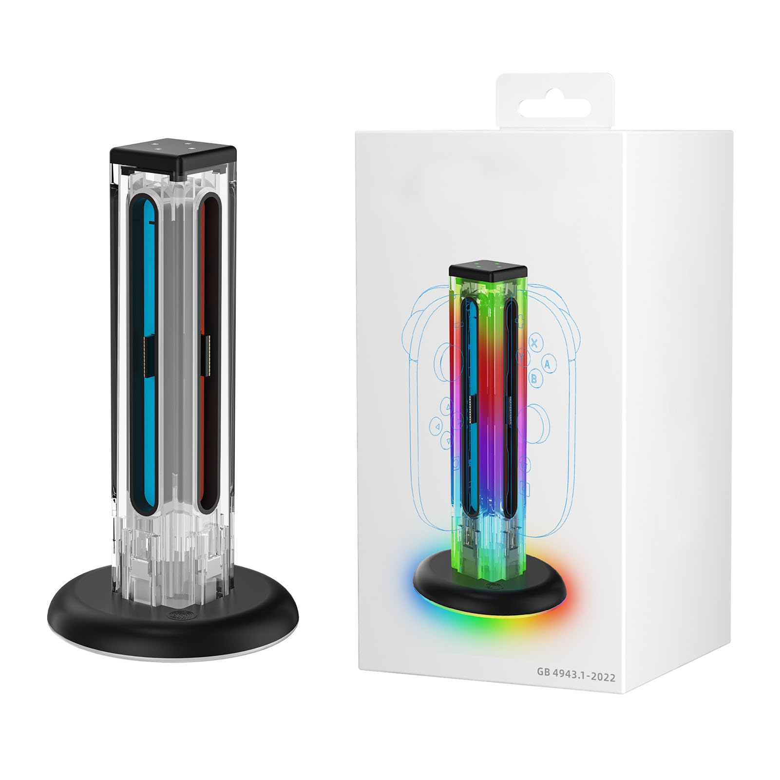Vikye Charging Dock for NSwitch 2(2025), Portable Dual - Direction Magnetic Fast Charger Staion with 9 RGB Lights for NSwitch 2 Accessories