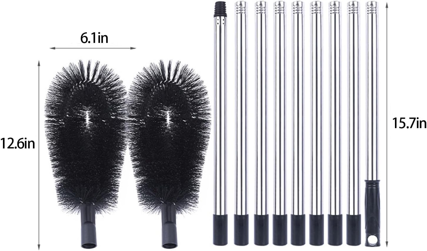 Retractile 11.8ft Drain Cleansing Tool Steel Construction Ergonomic Handle for Cost Exteriors High Reach Roof Brush Denial Ladder