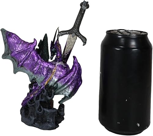 Miniatura 7 de Ebros Gift Legendario caballero blindado metálico púrpura del Pacífico con torre de castillo y espada gótica abrecartas estatuilla decorativa para