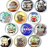 Glass Baby Yoda Magnets for Fridge, Mini Cute Magnets for whiteboard Lockers Refrigerator Office Cabinet Dishwasher Magnets Decorative Cover Hold Photo