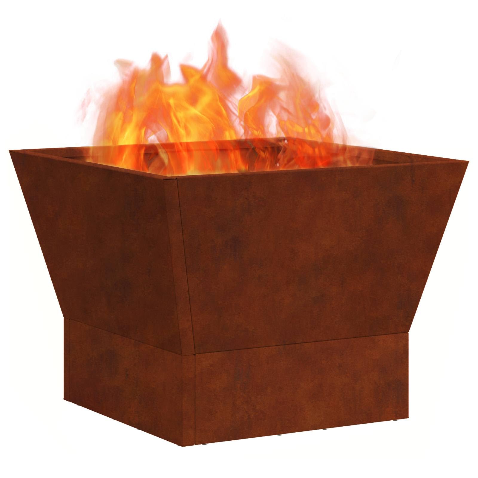 vidaXL Hoguera Marrón 40 x 40 x 35 cm Acero autopatinable, Fogata Moderna, Diseño Cuadrado de Acero para Jardín y Terraza, Calefactor Exterior Duradero, Set de Patio y Chimenea para Jardines