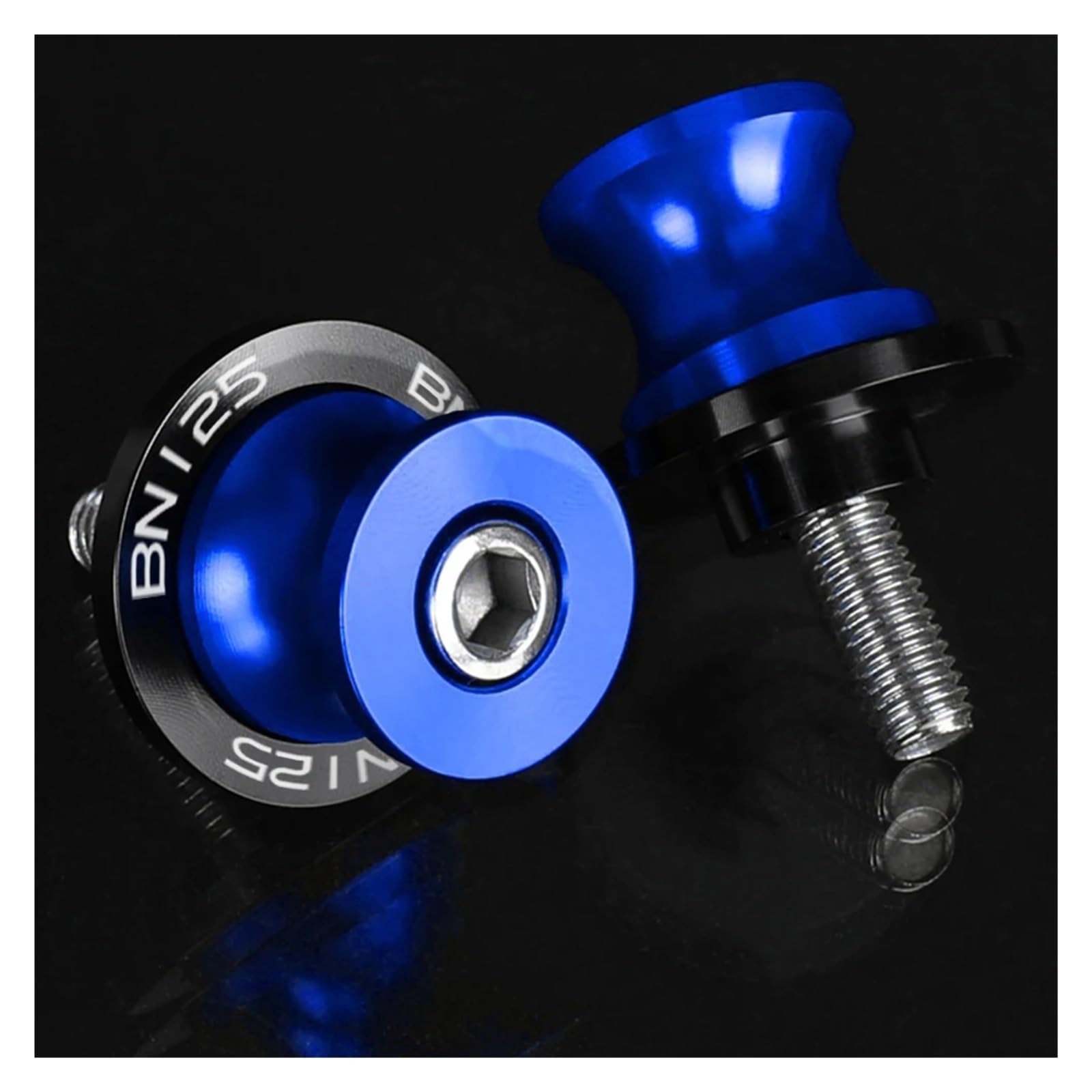 Xichenmu 6Mm Blue Logo Cnc Aluminum Motorcycle Swingarm Spools For Bn125 2017-2023 6Mm Motorcycle Swingarm Spools Sliders Accessories Swing Arm Stand Screw(6Mm Blue Logo)